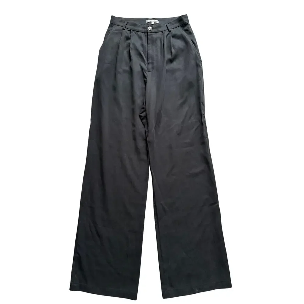 Reformation Women's Mason High Waist Wide Leg Black Pants Size 10 Sustainable - Picture 3 of 8